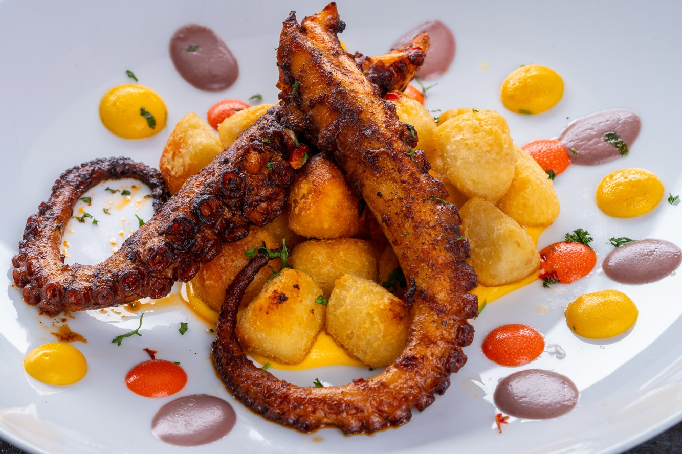 Octopus dish plated