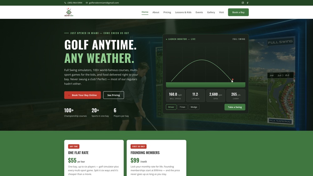 Golfer's Den website