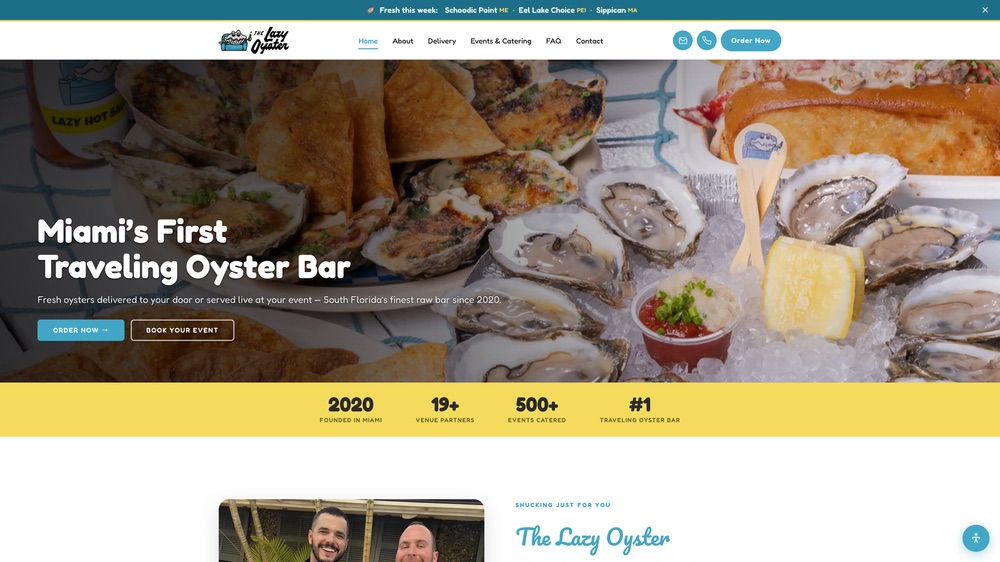 The Lazy Oyster website